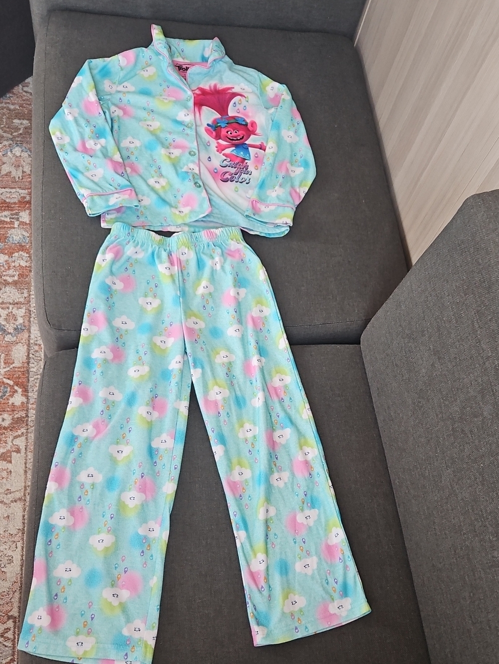 Dreamworks Troll Movie Kids Fleece Pajamas Size 8